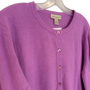 Appleseed's Classic Knit Cardigan Women's XL Lavendar Career Preppy Button Front